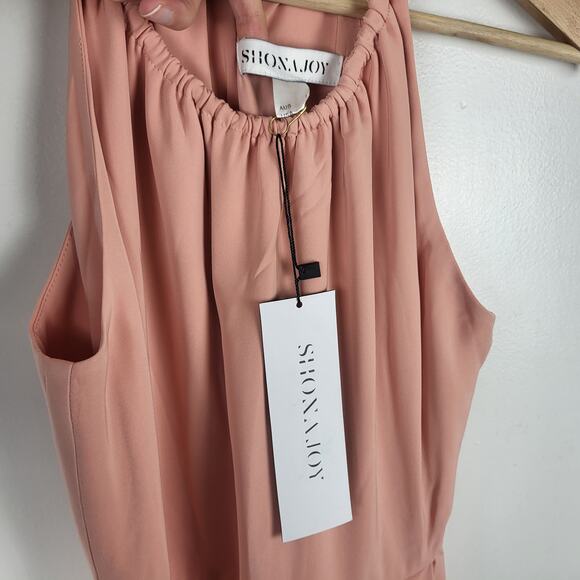 SOLD | NWT Shona Joy Draped Halter Tulip Midi Ruched High Neck Gown in Pink | 6 - Picture 5 of 8